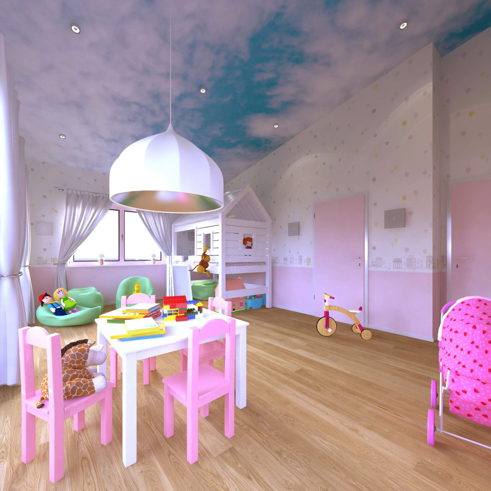 Kinderzimmer Design für Mädchen Interior Design in Rosa- und Weißtönen für Mädchen