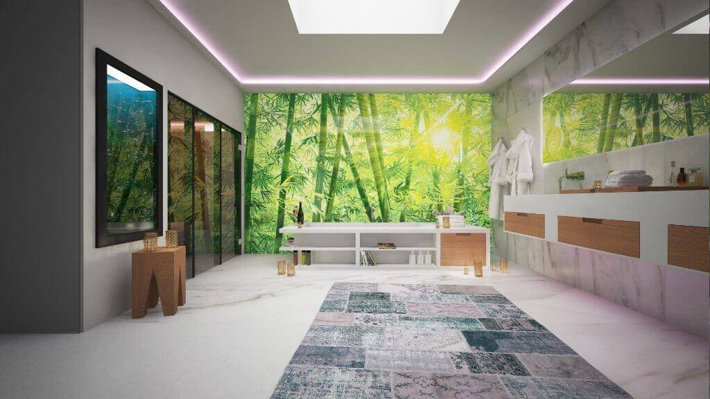 luxus-spa-Bambus Glasrückwand für Ihr Badezimmer Design