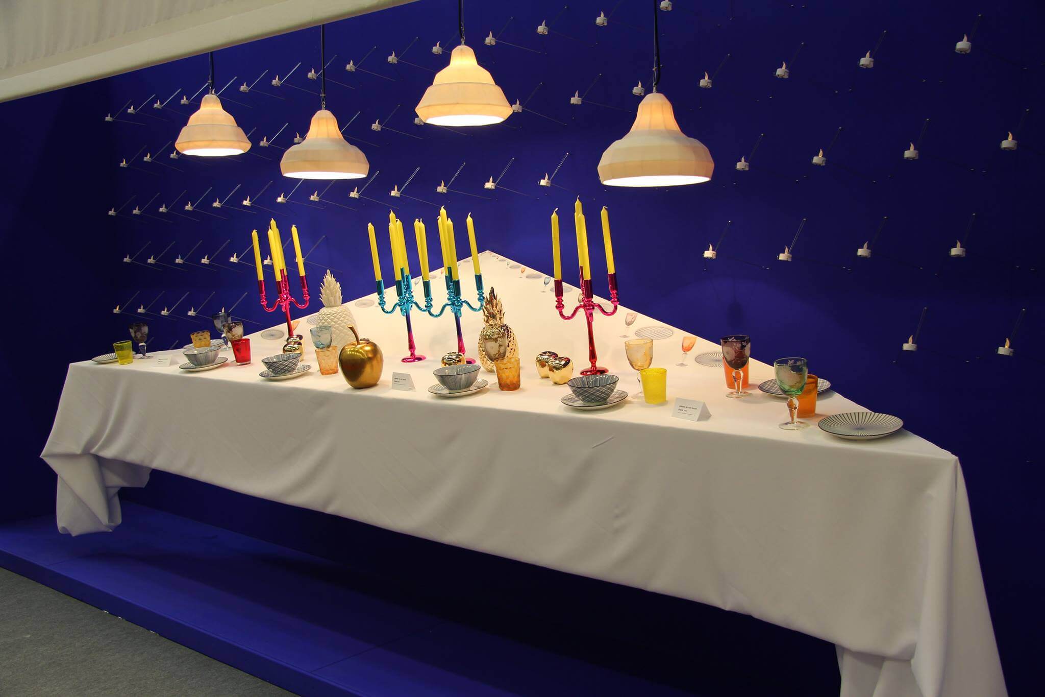 Tischdeko in royalblau Kerzenständer 