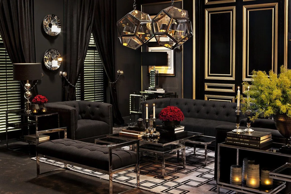 Luxus Möbel fürs Wohzimmer Luxusmöbel in Schwarz fürs Wohnzimmer von Eichholtz