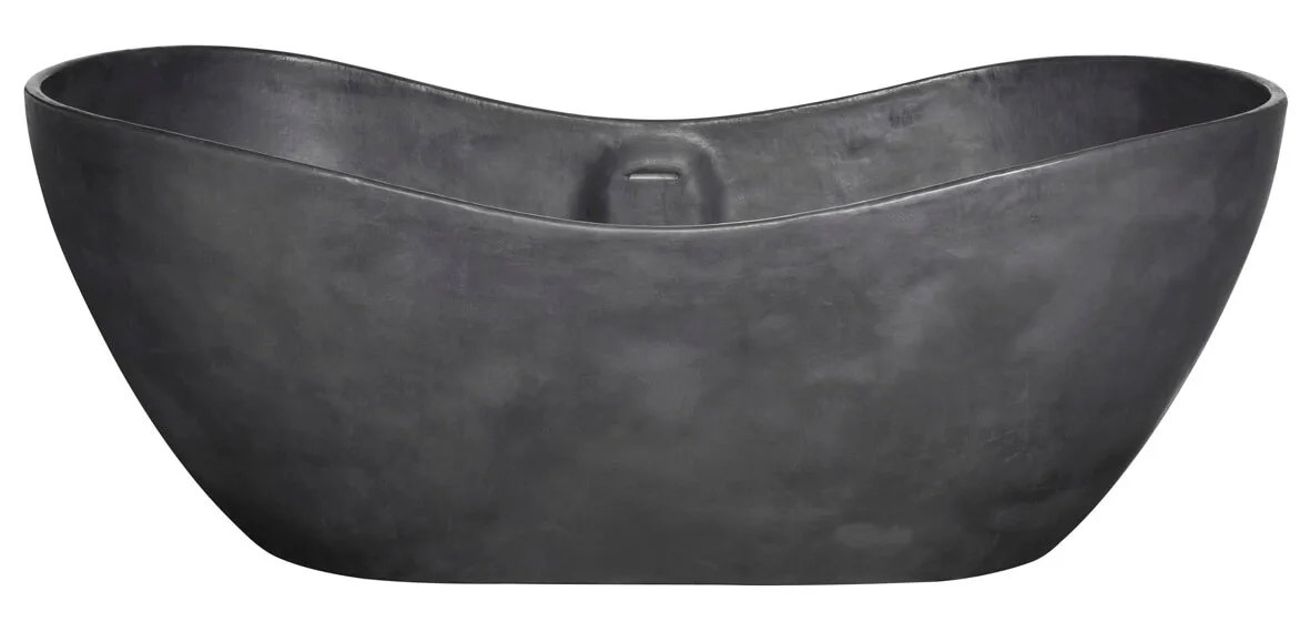 Luxus Badewanne mit wellenförmigem Rand im Betonlook