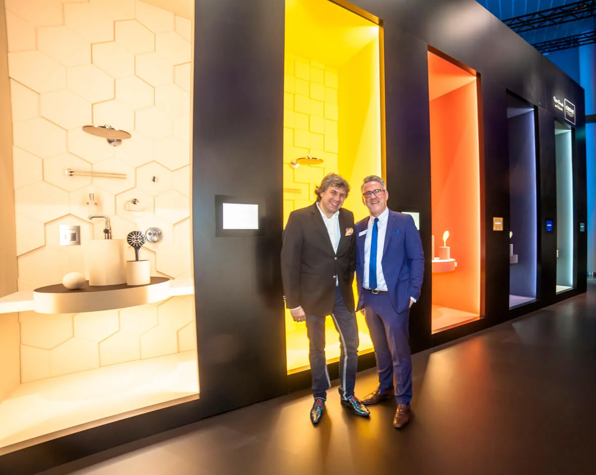 Designer Torsten Müller mit Grohe Gebietsleiter Lothar Hörning von GROHE SPA Designer Torsten Müller mit Grohe Gebietsleiter Lothar Hörning von GROHE