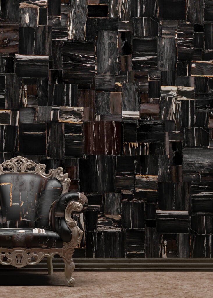 Retro Black Petrified Wood Antolini Naturstein Precioustone Collection