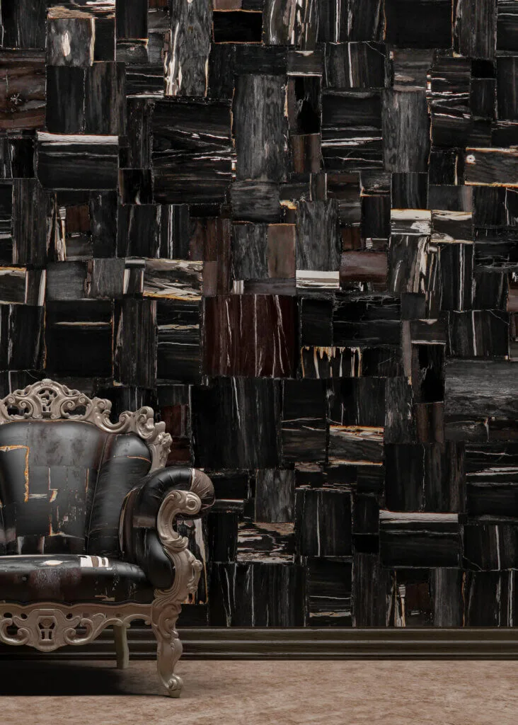 Retro Black Petrified Wood Antolini Naturstein Precioustone Collection