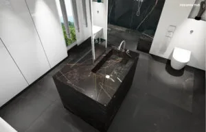 Professionell geplantes Badezimmer, 3D-Visualisierung