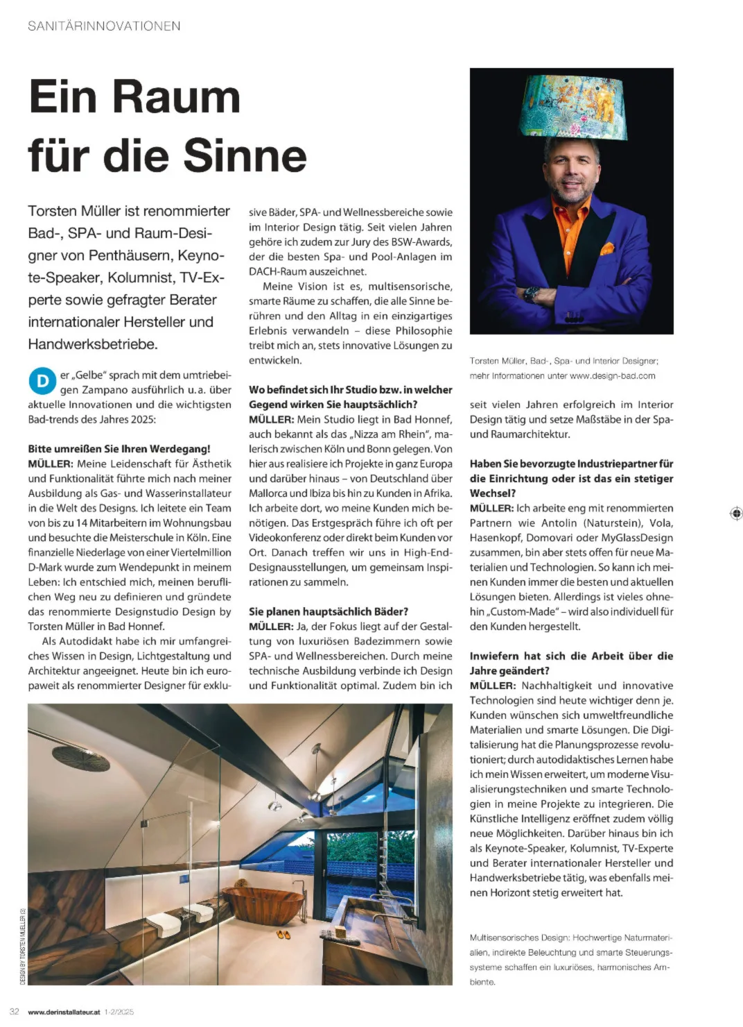 Torsten Müller im Fachinterview über Material, Licht und multisensorisches Bad- und Raumdesign