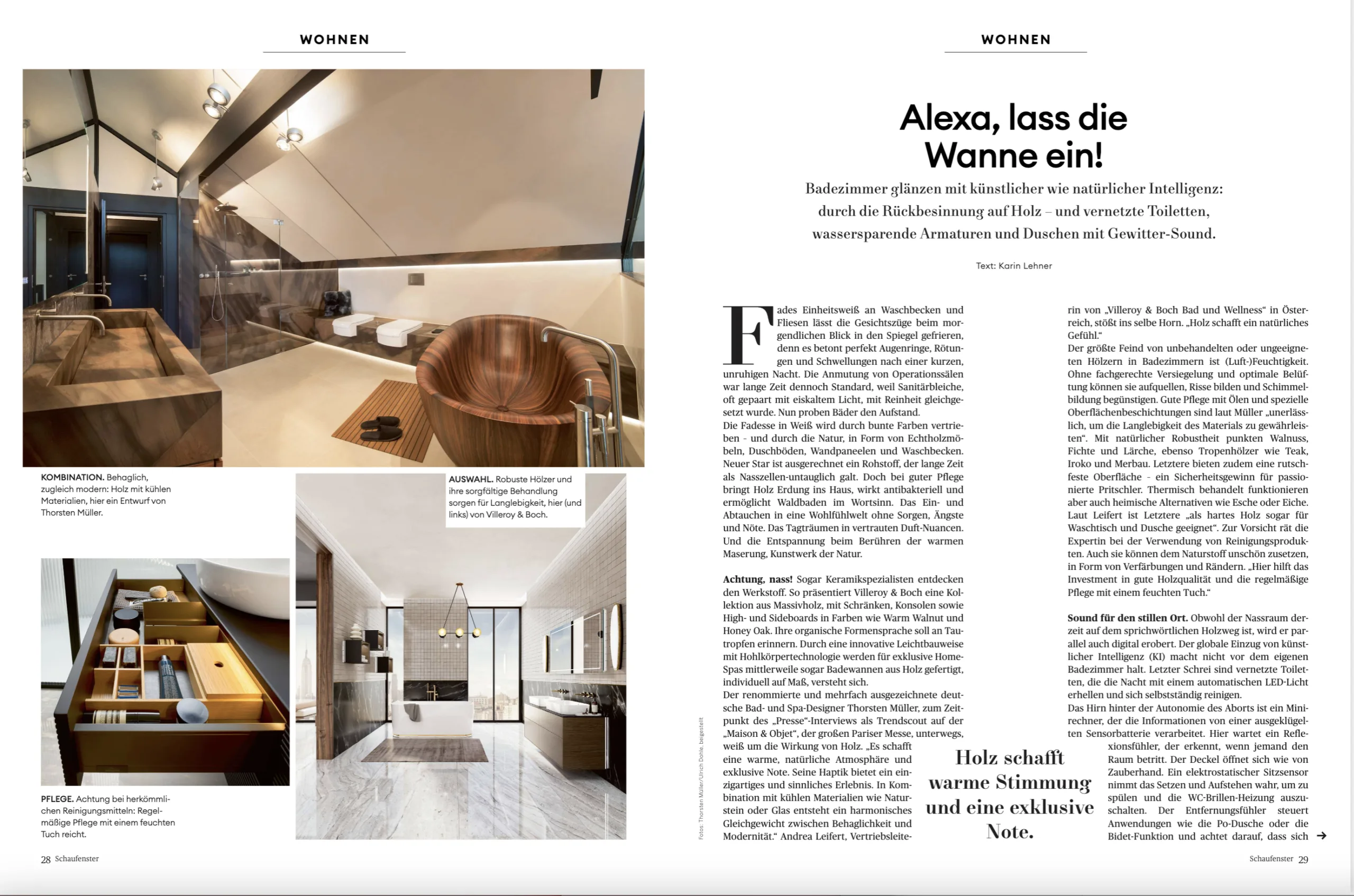 WOHNEN-Magazinbeitrag Alexa, lass die Wanne ein über Smart Home, Licht und Technik im Luxusbad von Torsten Müller