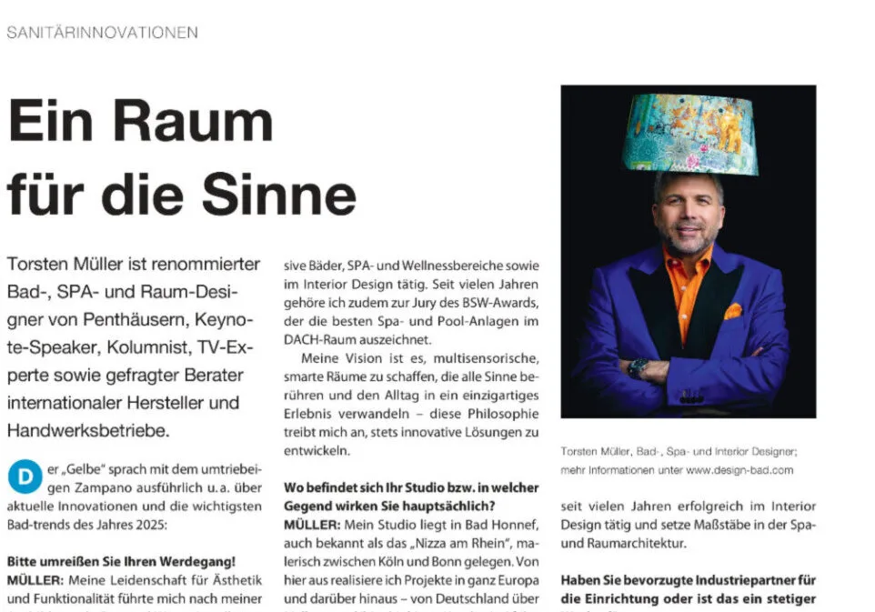 Luxus-Bäder 2025: Nachhaltige Materialien & High-End-Design – Fachinterview in „DER INSTALLATEUR