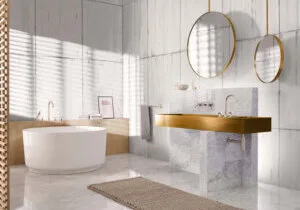 Dornbracht_Vaia neri Gold und Messing setzen farbliche Akzente im Bad und erzielen beim Badnutzer das Feeling von modernem Luxus
